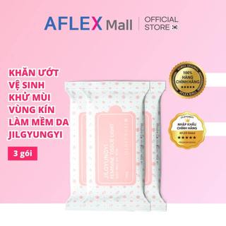 Khăn giấy ướt vệ sinh vùng kín Jilgyungyi khử mùi, làm sạch, kháng khuẩn 3 gói