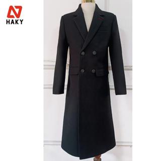 Áo măng tô dạ dáng dài nam TRENCH COAT 1 HAKY hàng thiết kế cao cấp, Áo mangto vải dạ ép lót lụa có dựng canh ngực