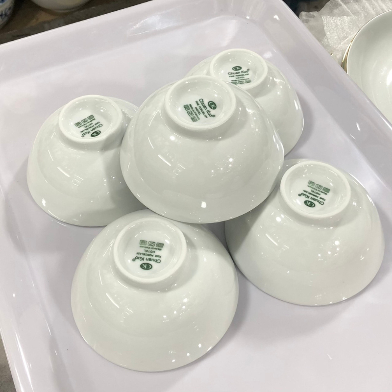 Bộ 10 bát ăn cơm sứ trắng Chuan Kou ( CK ) hàng cao cấp