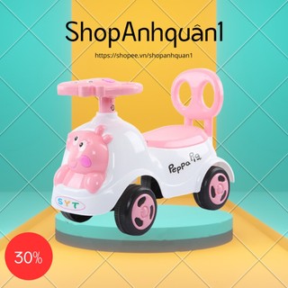 Xe lắc cho bé chòi chân Heo Peppapig cho bé có nhạc + còi + thùng đồ + tựa lưng