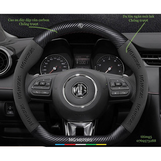 Bọc vô lăng mg da, vỏ bọc vô lăng da lộn,bọc vô lăng carbon xe mg zs, hs, rx mg5 d-cut