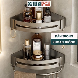 Kệ góc phòng tắm để đồ dán tường KIVA, chất liệu nhôm hàng không, lắp đặt dán tường và khoan tường.