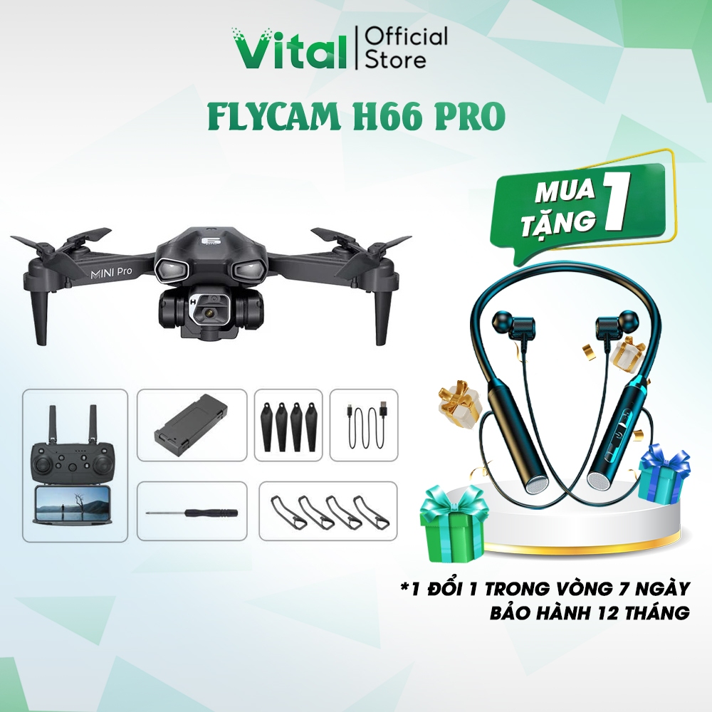 Flycam máy bay điều khiển từ xa flycam mini H66 Pro camera kép 4K Máy bay mini điều khiển từ xa nhỏ gọn bay ổn định