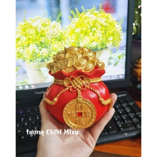 Túi vàng phong thủy, túi vàng dạng bỏ ống heo tiết kiệm 11cm