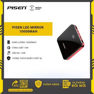 Sạc dự phòng Pisen Led Mirror 10000mah, nhỏ gọn, sang trọng, sạc đồng thời 2 thiết bị - Hàng chính hãng, bh 24 tháng