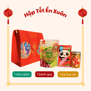 Hộp quà tết biếu ông bà - giỏ quà tết nho khô hàn quốc biếu bố mẹ túi quà tết biếu đẹp sang