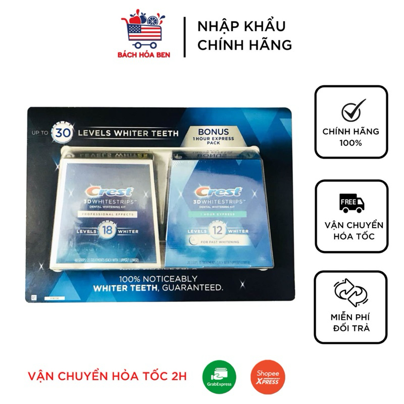 Liệu Trình Miếng Dán Trắng Răng CREST 3D Whitestrips Professional/ 1 Hour