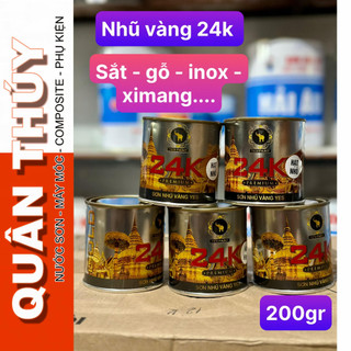 Sơn Nhũ Vàng 24K CAO CẤP - hệ 1K pha xăng thơm - Lon 200gr