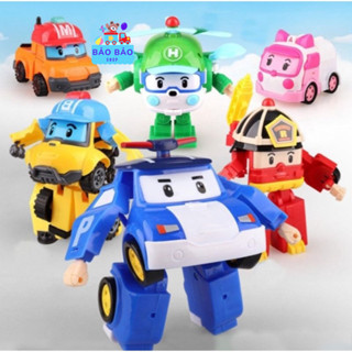 [Biến hình]Bộ 6 xe ô tô đồ chơi Biệt đội Poli Robocar biến hình cho bé