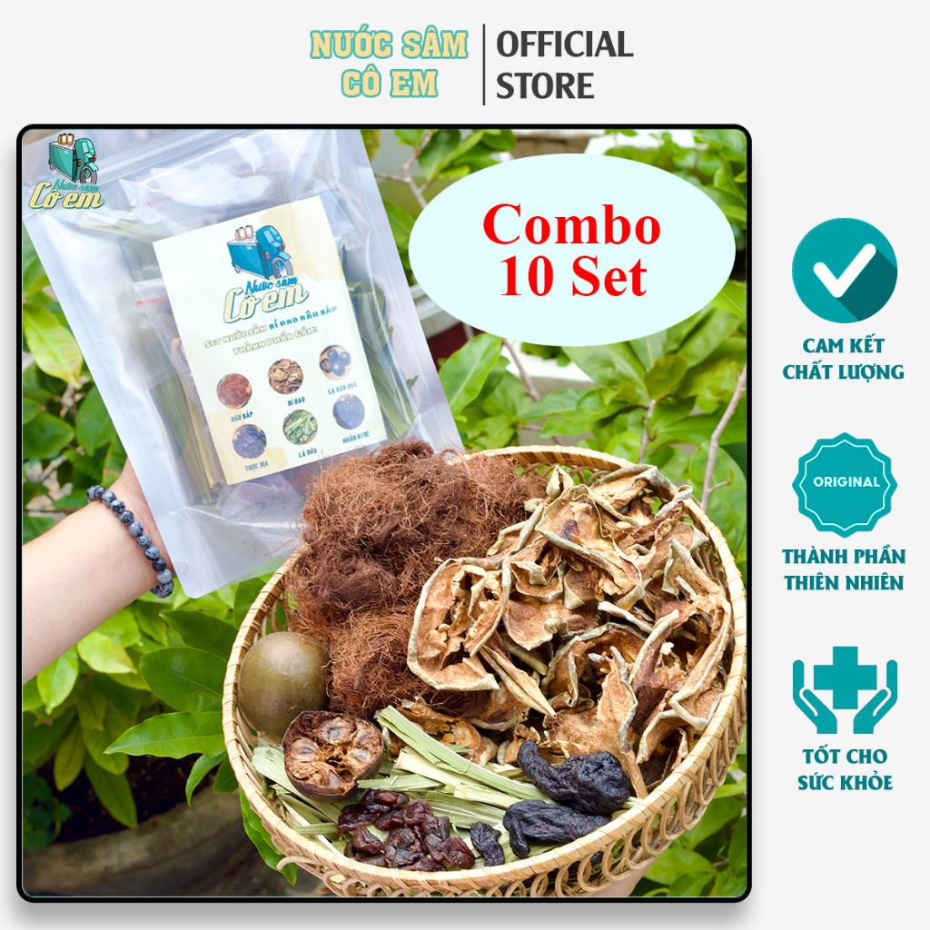 Combo 10 Set nước sâm bí đao râu bắp hạt chia thanh nhiệt nước sâm Cô Em - mỗi set nấu 10L nước