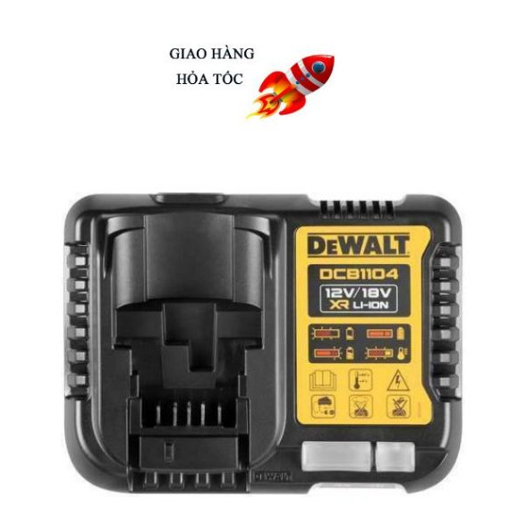 Bộ sạc pin nhanh 10.8/12V - 18/20V Dewalt DCB1104 dòng ra 4A ( 220V ) 2023 - Chính Hãng Dewalt Compact Charger 12V 20V