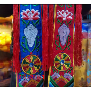 Cờ tambourine đầy màu sắc của Tây Tạng - Pháp khí Mật Tông - Phật giáo Tây Tạng