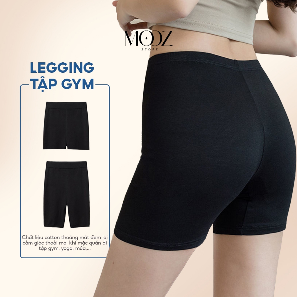 Quần legging lửng ngố, Quần đùi legging nữ thể thao thun co giãn 4 chiều