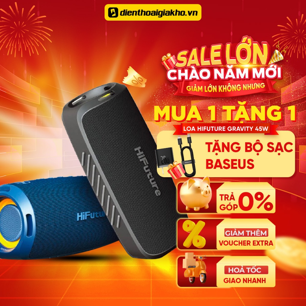 Loa Bluetooth Di Động HiFuture Gravity - Công Suất 45W, Nhỏ Gọn, Chống Nước IPX7