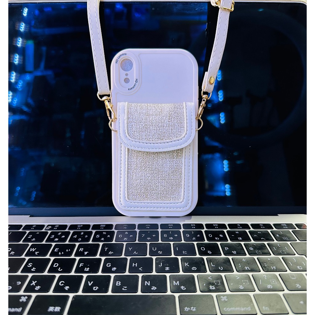 Ốp Điện Thoại  iPhone xr Silicon Mềm Dạng Ví Đeo Chéo Vai Có Ngăn Đựng Thẻ Và Dây Đeo Cho iPhone XR