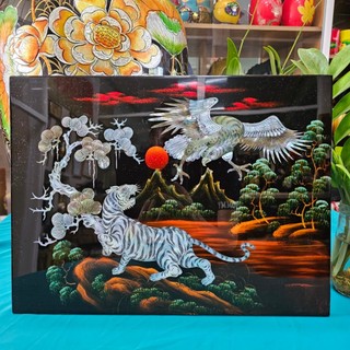 Tranh sơn mài cẩn ốc đẹp Thanh Bình Lê, hàng xuất khẩu 30x40 cm