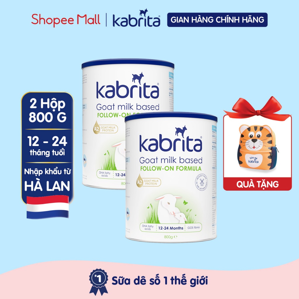  Combo 2 Sữa dê Kabrita Hà Lan số 2 cho bé - Lon 800g