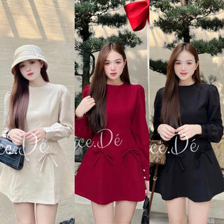 Đầm trơn xoè tay dài