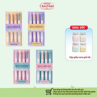 Bút Highlight Macarons Hai Đầu Đa Năng Brush Doubleline Viết Calligraphy, Ghi Nhớ Trang Trí HL0007S-  Hộp 4 Bút