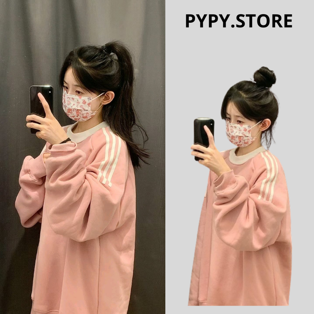 Áo sweater Adidas Hồng nam nữ, chất Nỉ Bông cotton siêu dày From rộng PYPY M502