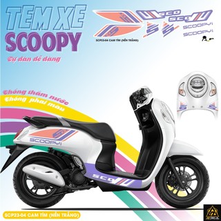 Tem scoopy 2023 phong cách thể thao | scp23-04 | tem dán scoopy đen trắng đỏ decal chống nước bền màu