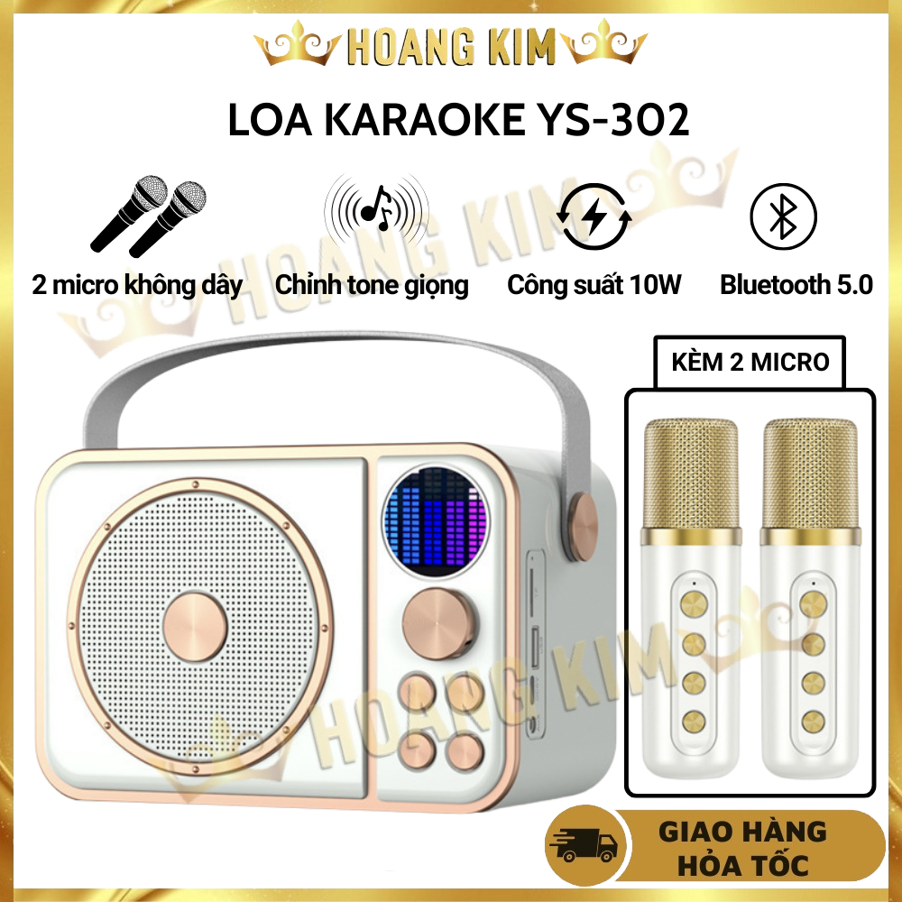 Loa Bluetooth Mini Karaoke Kèm Micro YS-302 Không Dây, Âm Thanh Siêu Hay, Micro Thay Đổi Tone Giọng, Bass Cực Đã