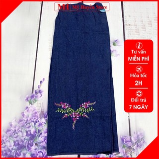 Chân Váy Chống Nắng Nữ Vải Jean Dày Thêu Hoa Ti-gôn Có Nút Bấm Chắc Chắn Mỹ Huyền Store