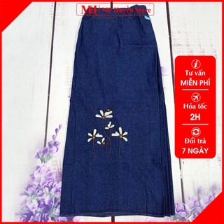 Váy Chống Nắng Cao Cấp Vải Jean Cotton Dày Dặn Thêu Hoa Cánh Trắng Mỹ Huyền Store
