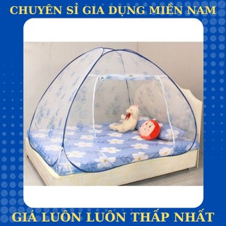 Mùng chụp tự bung có hoa văn không đáy