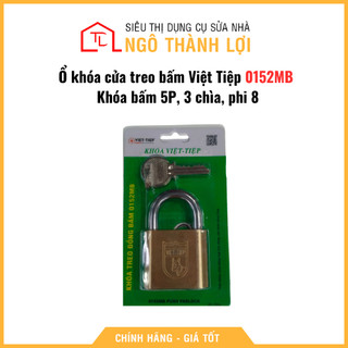 Ổ khóa cửa treo bấm Việt Tiệp 0152MB , Khóa bấm 5P, 3 chìa, phi 8