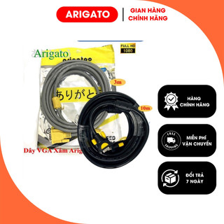 Dây Cáp VGA 1.5M 3M 5M Arigato xịn 3+6 3+9 Đen Tím Xám Chống Nhiễu Hàng Cao Cấp ARIGATO