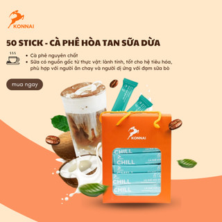 Cà phê hòa tan Konnai Coffee cafe sữa cafe sữa dừa bịch 50 stick