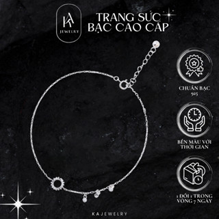 Lắc chân bạc nữ 925 đính đá khuyên tròn, Vòng chân bạc dành cho nữ thời thượng cá tính TienJewelry