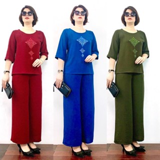  Đồ Bộ Trung niên chất Đũi tay lỡ cho Mẹ hoa thêu T1 