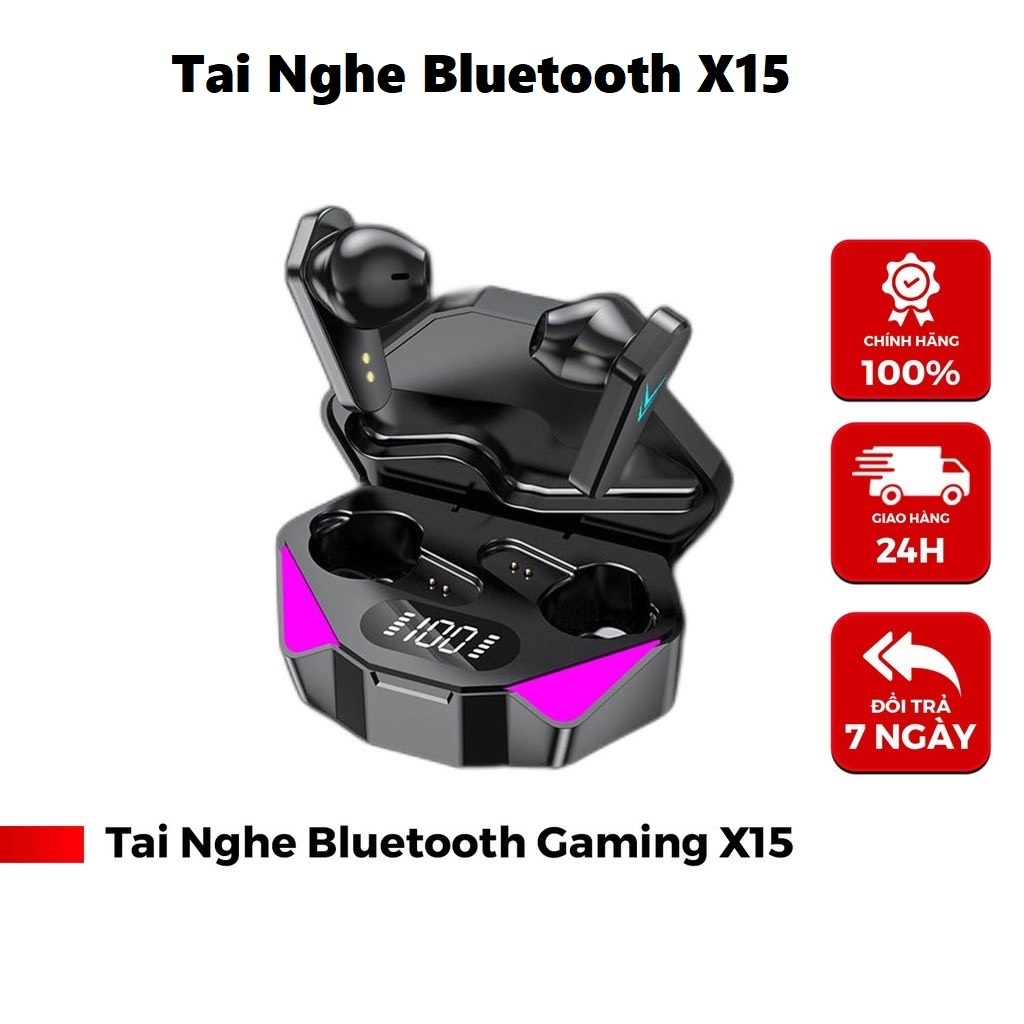 [ TAI NGHE CHƠI GAME ] Tai Nghe Bluetooth Gaming Tws X15 Tai Nghe Không Dây Thể Thao Mode Chơi Game 