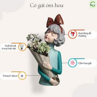 BÌNH CẮM HOA HÌNH CÔ GÁI.
