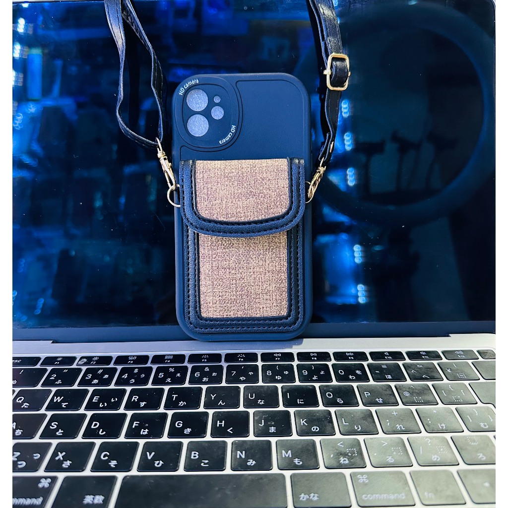 Ốp Điện Thoại iPhone 11 IPhone 12 6.1 inh Silicon Mềm Dạng Ví Đeo Chéo Vai Có Ngăn Đựng Thẻ Và Dây Đ