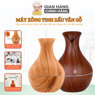 Máy xông tinh dầu vân gỗ, máy phun sương tạo độ ẩm, khuếch tán tinh dầu xông phòng thiên nhiên, bảo hành 12 tháng