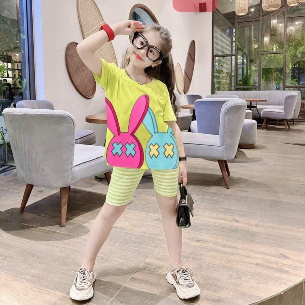 Bộ cộc tay bé gái/ bộ cộc bé gái mùa hè chất cotton mát siêu cute cho bé size 10-40kg.