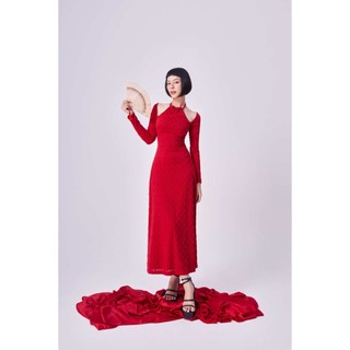 Đầm hở vai dài tay thiết kế chất liệu co dãn mềm nhẹ thanh lịch sang trọng | SWEET DRESS | SECODEE
