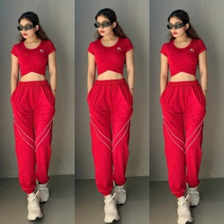 Bộ Đồ Thể Thao Quần Jogger Sọc Áo Croptop NaQi Nhiều Màu Tập Gym Yoga Aerobic Cầu Lông