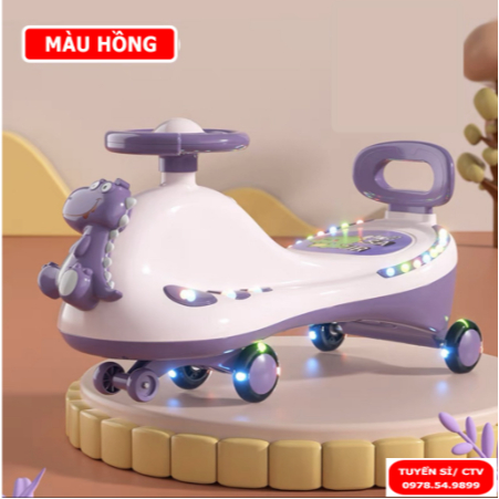 Xe lắc cho bé hình máy bay, xe lắc cá heo, xe lắc khủng long, Xe chòi chân cao cấp kèm đèn nhạc