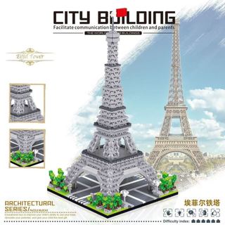 Đồ chơi xếp hình lắp ráp lâu đài cung điện kiến trúc kỳ quan thế giới Tháp Eiffel Paris Pháp -  mô hình trưng bày kệ tủ