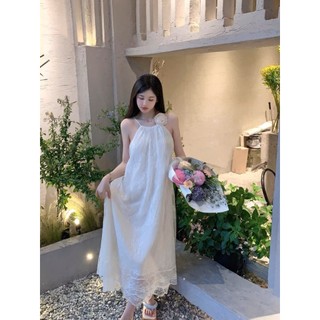 ♥️ ĐẦM YẾM MIDI REN TRẮNG ĐÍNH HOA THIẾT KẾ SANG CHẢNH ♥️ về thêm cam/ cổ yếm