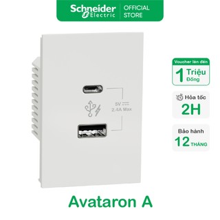 Ổ sạc usb type a - dòng avataron a - size s - màu trắng - schneider electric - m3t_usb_we m3t_usb2_we