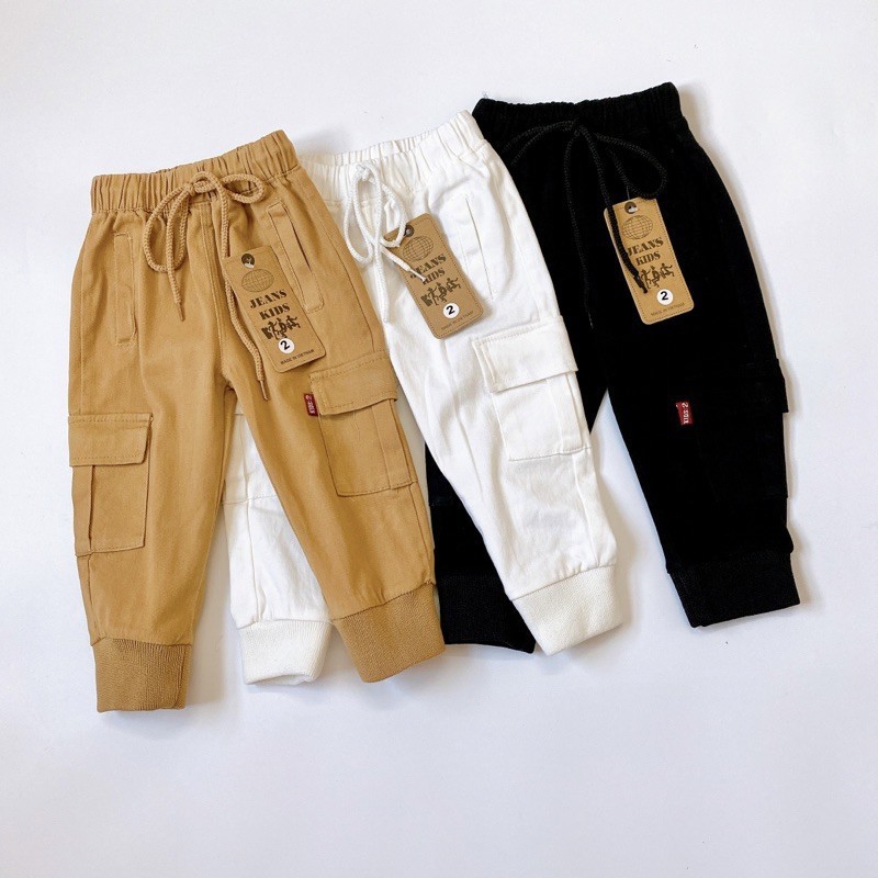 Quần Kaki Dài Bé Trai thiết kế bo gấu có dây rút sành điệu M52❤️ Quần dài cho bé chất vải Kaki mềm mịn