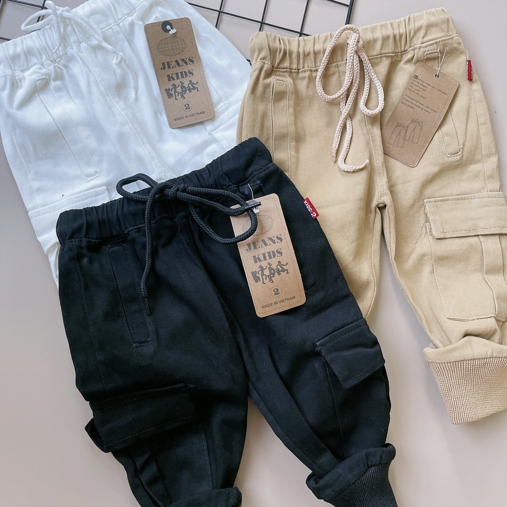 Quần Kaki Dài Bé Trai thiết kế bo gấu có dây rút sành điệu M52❤️ Quần dài cho bé chất vải Kaki mềm mịn