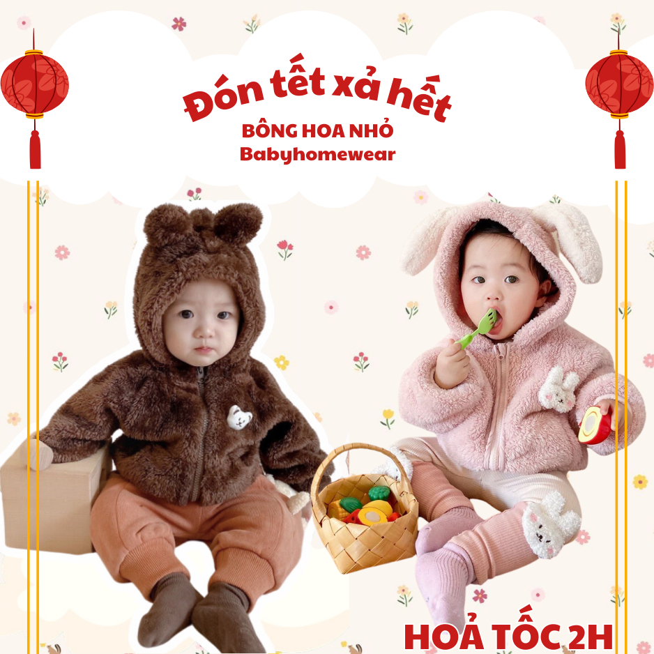 7kg đến 19kg - CÓ SẴN Áo Khoác Lông Thỏ Có Mũ Đáng Yêu Mẫu Mới Nhất cho bé trai bé gái