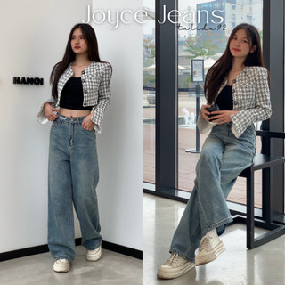 Quần Jean Ống Rộng "Joyce Jeans" TULIDU Mặc 2 Kiểu Cạp Cao/Cạp Thấp Màu Xanh Cát Retro Chất Mềm Mịn Cotton Cao Cấp