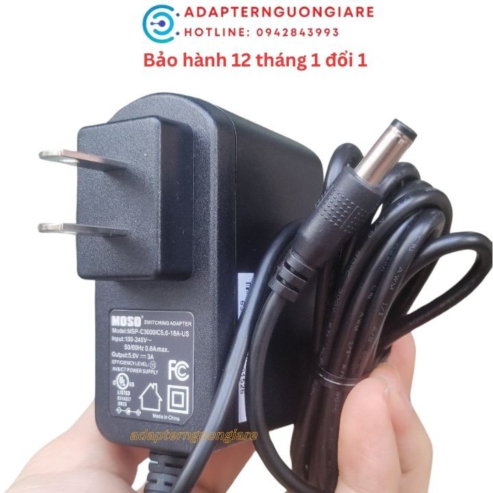Sạc nguồn 5v 3a chân to 5.5mm * 2.5mm cho máy hút ẩm, máy chấm công xịn
